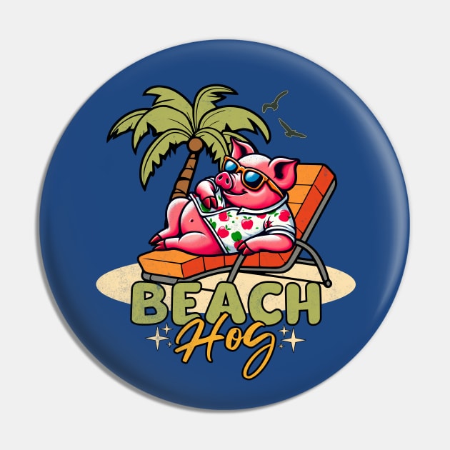 Summer Beach Pig Pin by alcoshirts