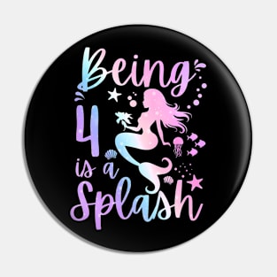 4 Year Old 4Th Mermaid Birthday Under Sea Party Pin