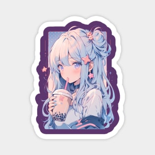 Boba Tea Anime Girl Manga Kawaii Japanese Bubble Tea Magnet