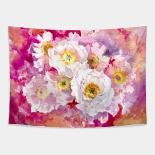 Pink Abstract Flowers, Peonies Tapestry