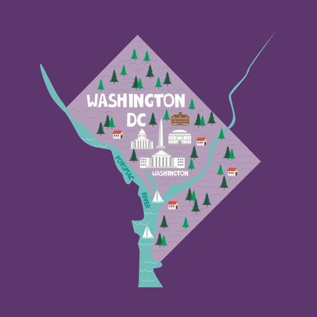 Washington DC Illustrated Map by JunkyDotCom