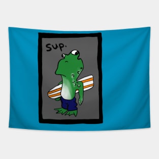 Surfer Dude Frog Tapestry