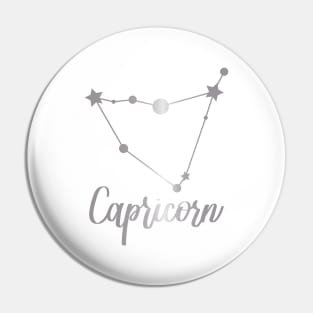 Capricorn Zodiac in Silver Pin