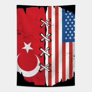 Proud Turkish American // Turkey & USA Flags Tapestry