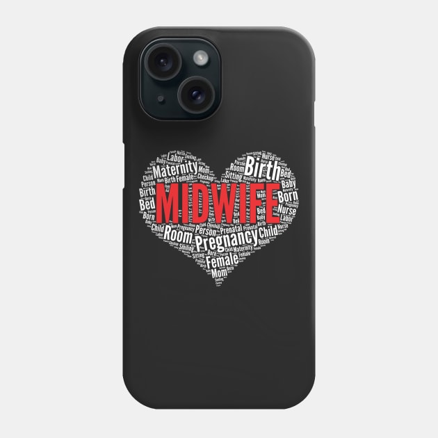 Midwife Heart Shape Word Cloud Design product Phone Case by theodoros20