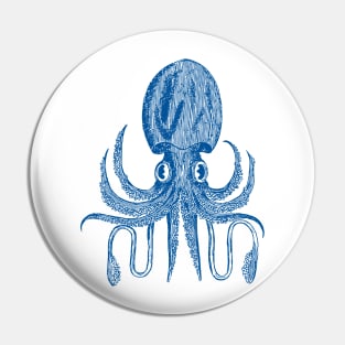 Playful Octopus Art Block Print in Blue Pin