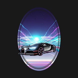 bugatti chiron a super car in black with neon details T-Shirt