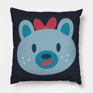 Cute Blue Bear With A Bow Pillow
