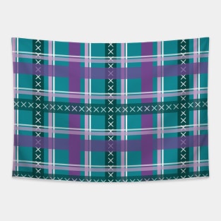 Tartan Pattern Purple and Green Tapestry