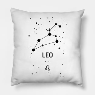 Leo Zodiac Sign Constellation (Black Print) Pillow