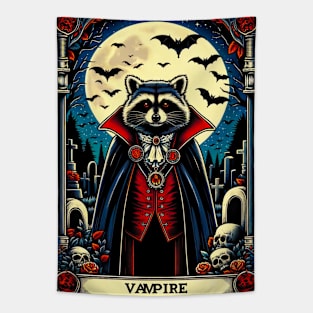 Elegant Raccoon Dracula - Hauntingly Stylish Apparel Tapestry