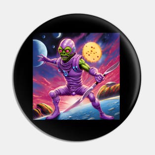 Purple Alien Playing Pickle Ball Pin