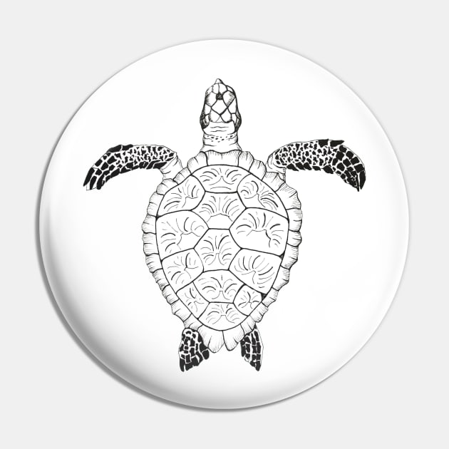 Black and White Sea Turtle Pin by cre8tive-liv