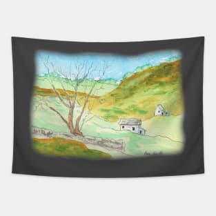 House and Hills Tapestry