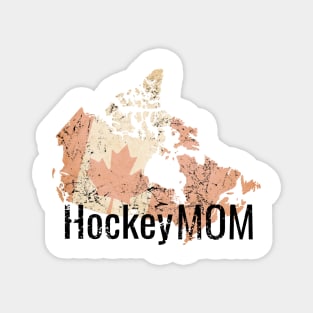 Hockey Mom with Canada flag in Sepia Magnet