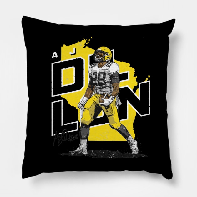 A.J. Dillon Green Bay Player Map Pillow by Chunta_Design