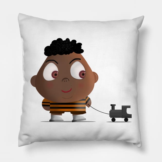 Toddler with train Pillow by Arnoldi store