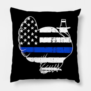 Thin Blue Line Turkey Thanksgiving Pillow