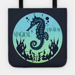 The sea once it casts its spell,  holds one in its net of wonder. Seahorse magic. Tote