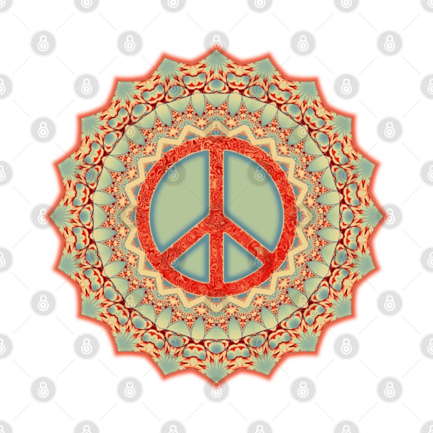 Lotus Flower Peace Mandala Red Ice Blue by EDDArt