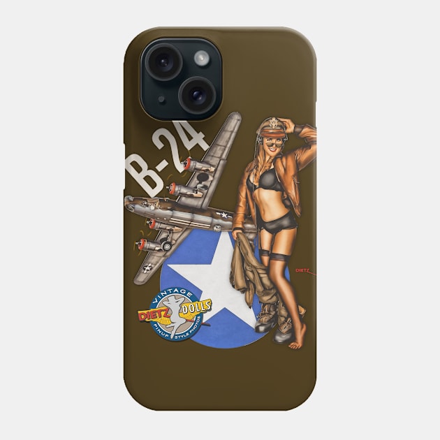 B-24 Liberator Classic Retro Style Pinup Phone Case by Vintage Pinups