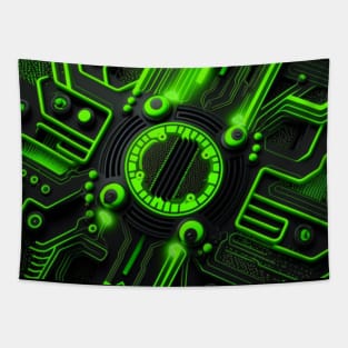 Si-Fi Electro, with pattern, realistic, photo, black, green Tapestry