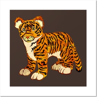 Cute Baby Tiger Cub on Brown Poster for Sale by jeff bartels