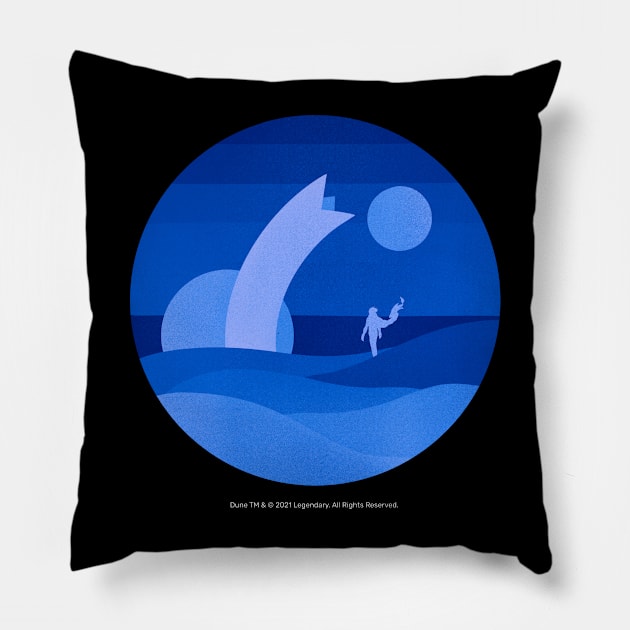 Minimalist Arrakis, Blue Moons Pillow by Dream Artworks