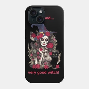 Good Witch and cat for cute Halloween, purple roses,scary, spooky Phone Case