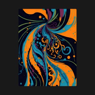 Abstract Colorful Ink Swirl T-Shirt