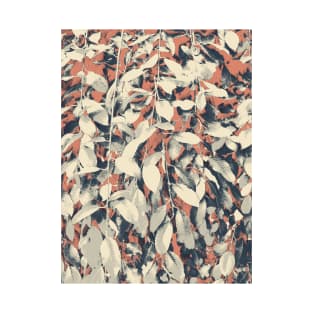 Wild bush, leafy garlands, posterized photo with cartoon effect, soft neutral colors T-Shirt