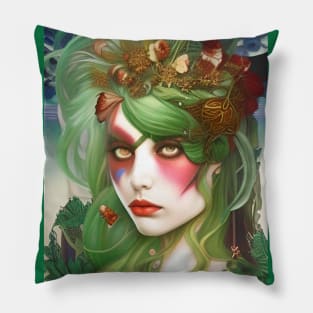 Spellbinding Green Witch Art  - WA004 - Nature Wiccan Pillow