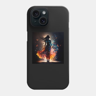 Silhouette of a woman bursting into butterflies Phone Case