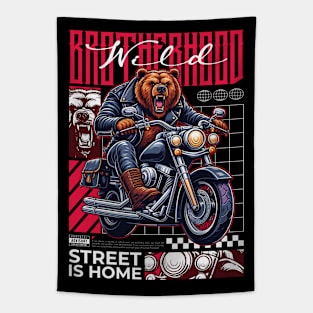 Wild Brotherhood Motorbiker Tapestry