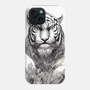 Tiger Animal Wild Nature Illustration Line Epic Illustration Line Art Phone Case