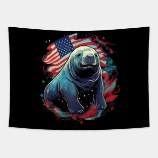 Patriotic Manatee Tapestry