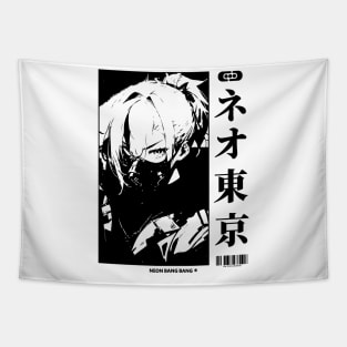 Vaporwave Cyberpunk Japanese Girl Techwear Tapestry