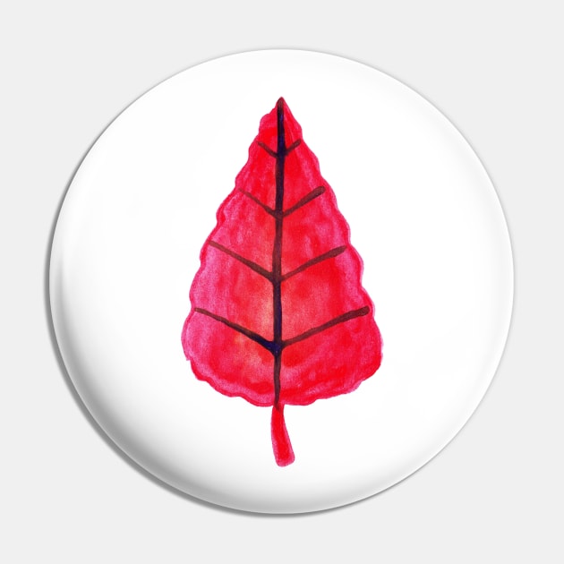 Watercolor Red Leaf Pin by saradaboru