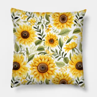 Sunflowers watercolor pattern #6 Pillow