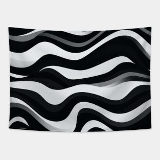 Monochrome Waves: Modern Abstract Ebb and Flow Tapestry