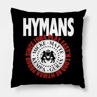 Hymans Play Fast'n Loud Be Hyman Proud 1984 white and red print Pillow