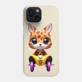Paws and Prints: Skating Cat in Giraffe Charm Phone Case