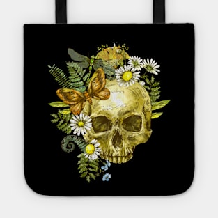 skull with flowers/butterfly Tote