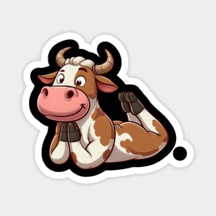 Cow and bull in love yoga gymnastics Magnet