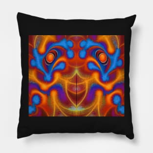 Blue and Orange Aesthetic Fractal Pattern Pillow