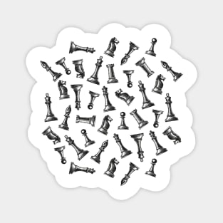 Chess Pieces Pattern | Chess Pattern | Chess Pieces | Black and White | Magnet