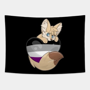 Asexual Flag-Heart Fennec Fox Tapestry