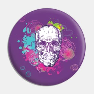 Colorful skull with flowers Pin