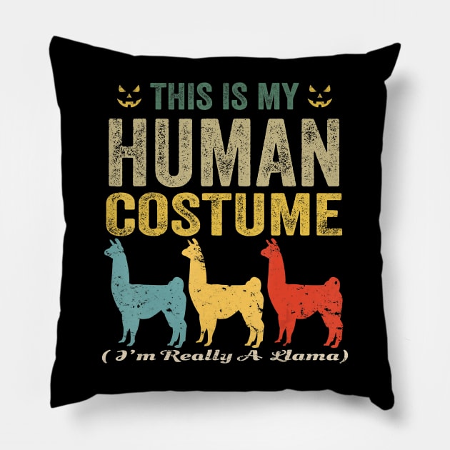 This is my human costume i'm really a llama funny halloween Pillow by Tianna Bahringer