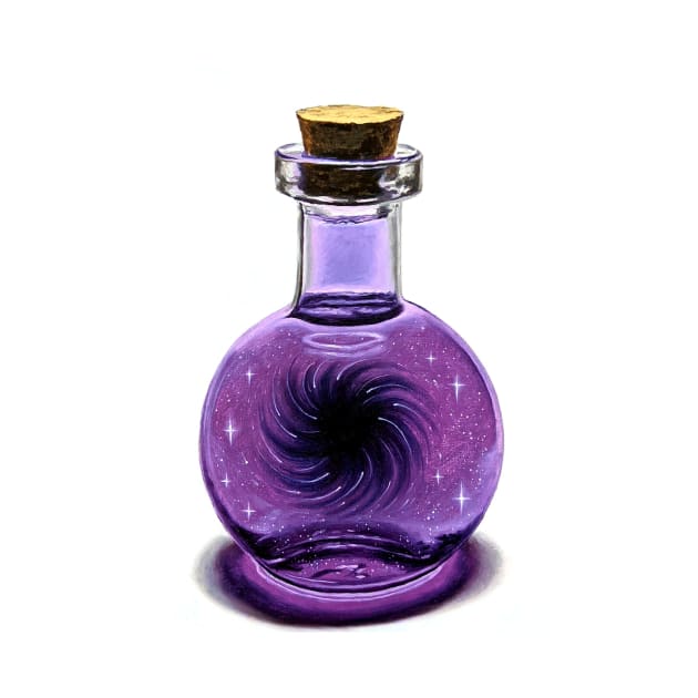 Black hole galaxy potion decanter bottle by LukjanovArt